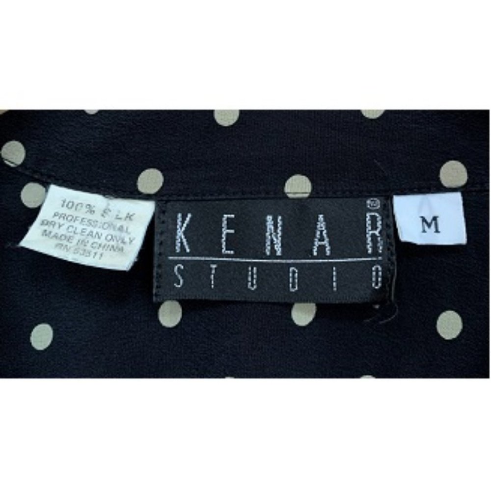 KENAR 90s Silk Polka Dot Buttondown Shirt Blouse - Picture 5 of 6